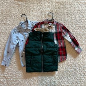 Carters vest and button down dress shirts -3T